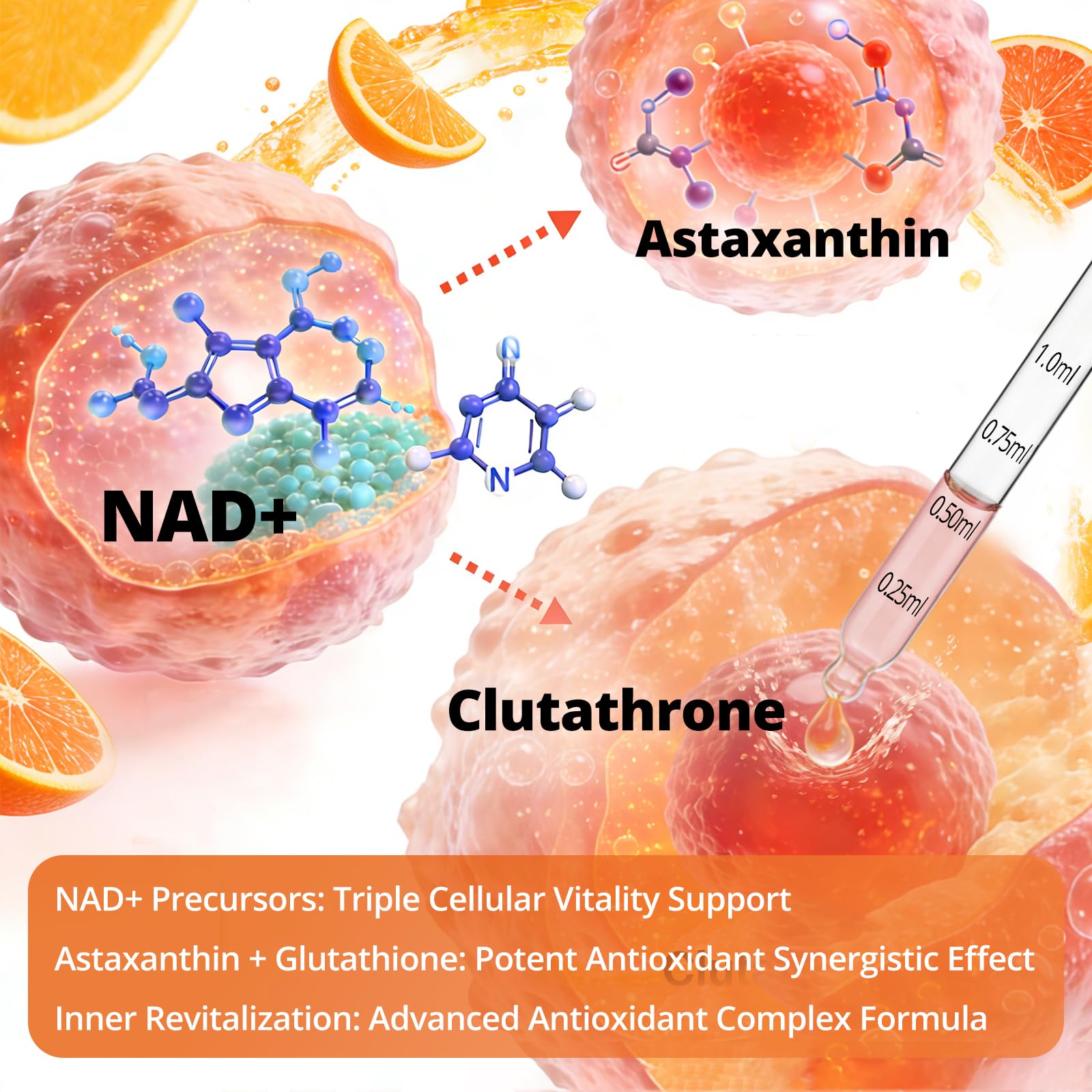 CalmSphere NADPlus drops on a desk for easy daily dosing in routines.