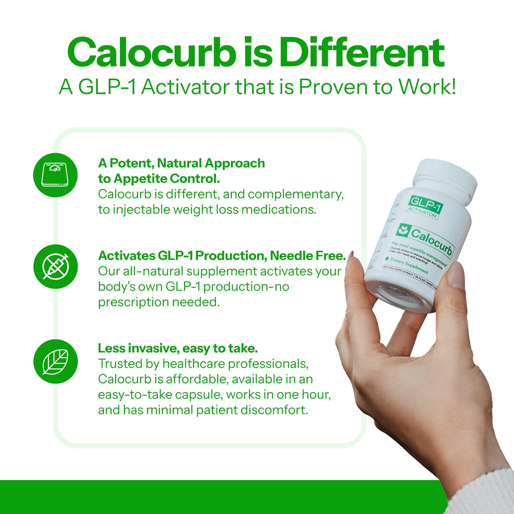 Calocurb-glp1-signal illustration suggests fullness cues after meals.