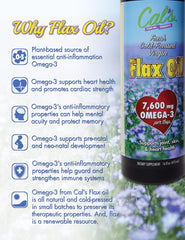 Cal's Flax Oil in amber glass protects freshness and nutrients