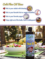 Cal's Flax Oil drizzle on greens illustrates simple meal addition