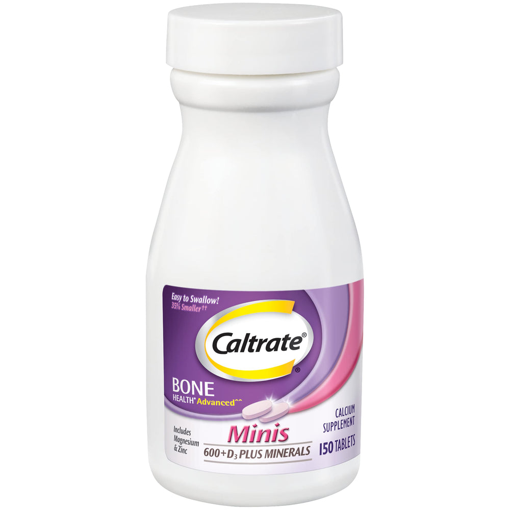 Caltrate packaging label emphasizes minerals for mobility and flexibility.
