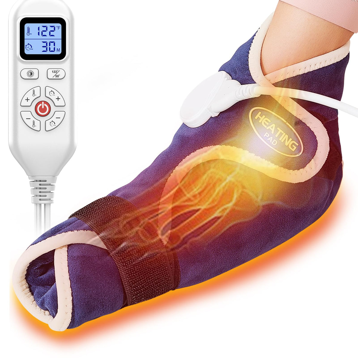 CAMECO foot-ankle heating pad on foot offering targeted warmth and relief