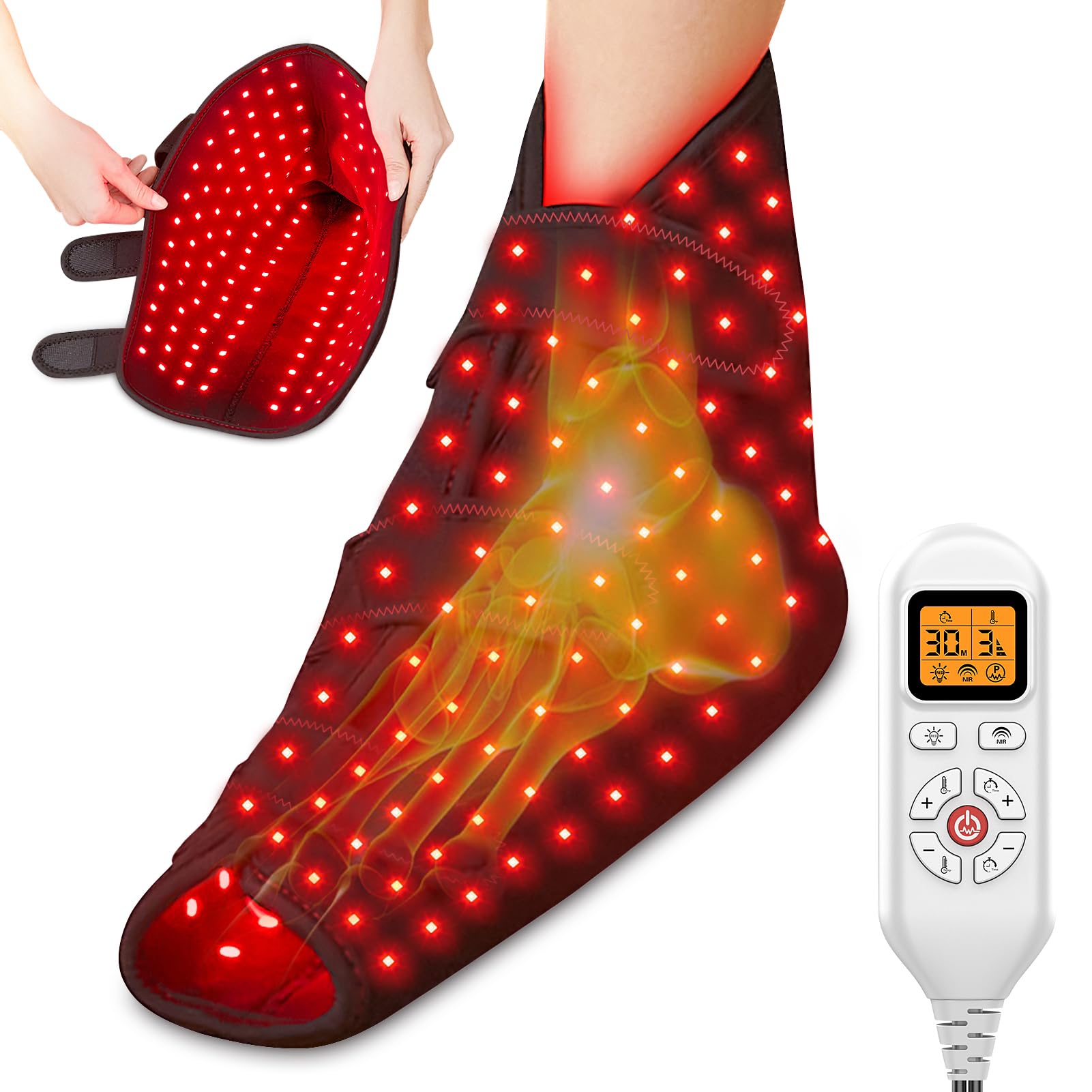 CAMECO infrared foot therapy shoe close-up shows full-foot coverage for comfort