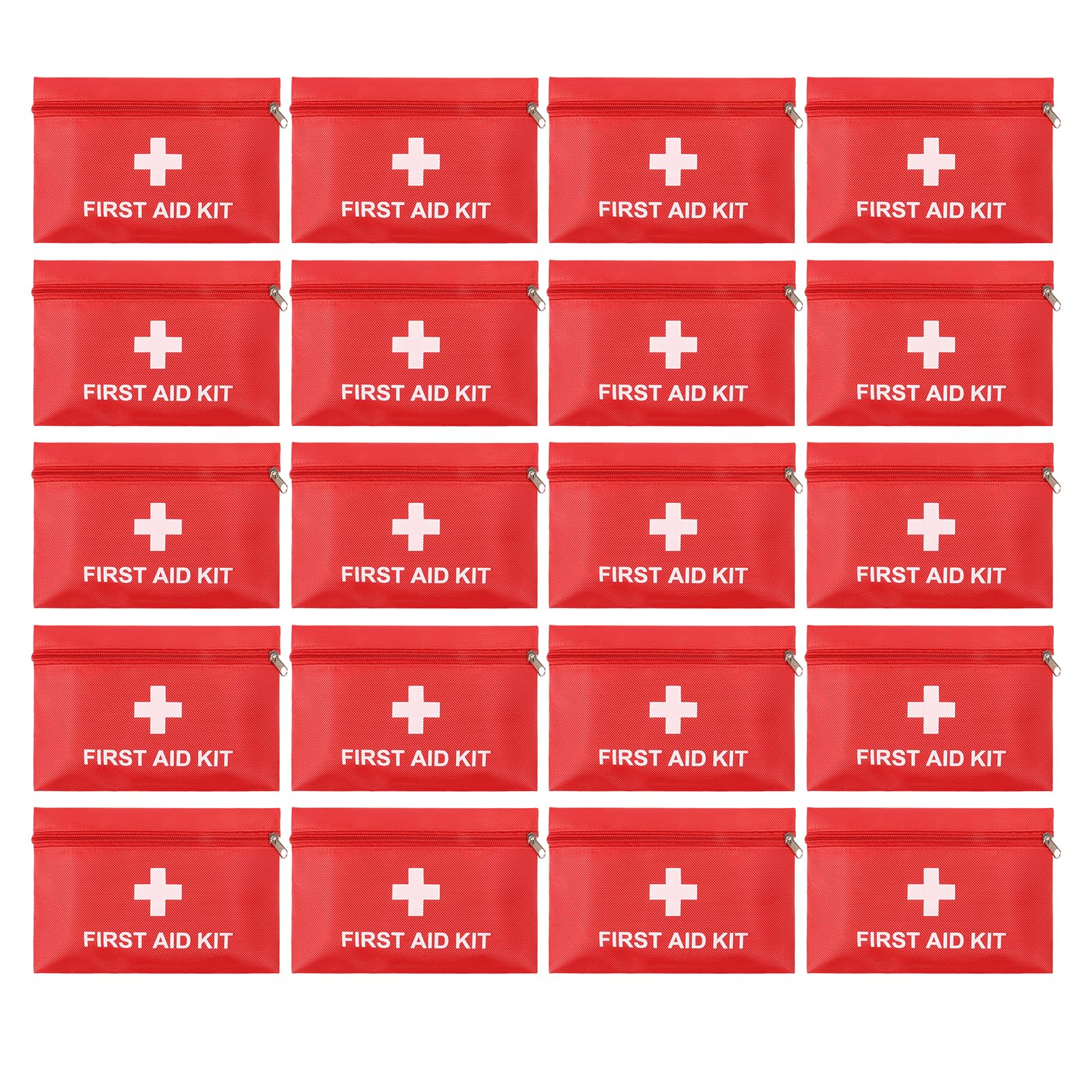 Camoredy empty mini first aid kit bag in red front view for quick travel identification.