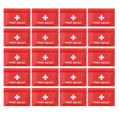Camoredy empty mini first aid kit bag in red front view for quick travel identification.
