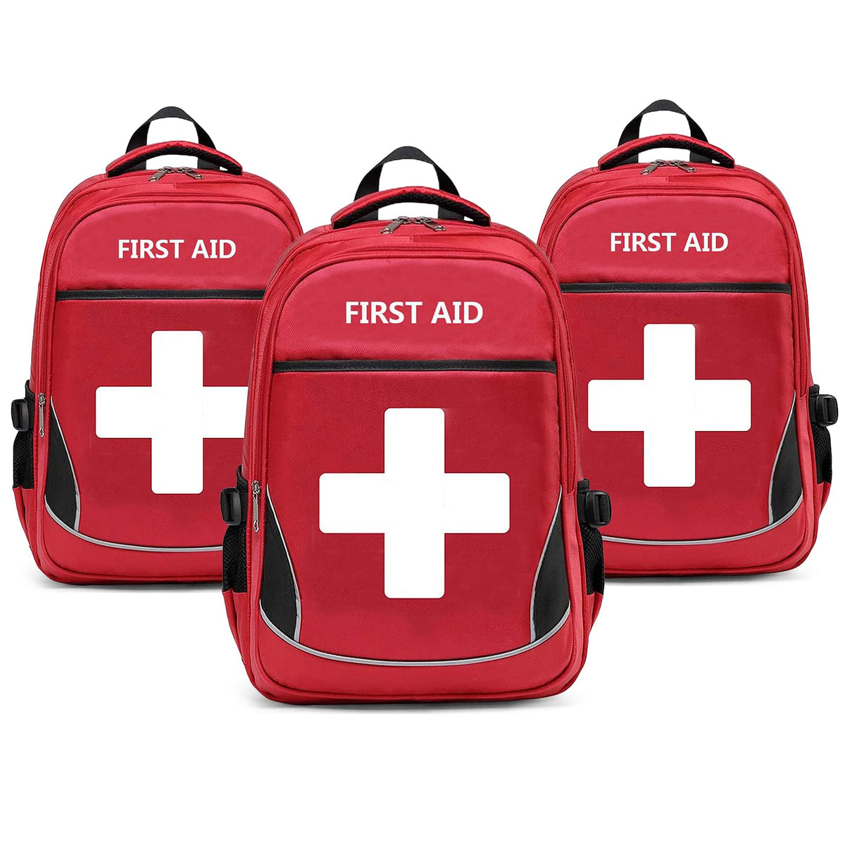 Camoredy first aid bag empty red with reflective strips for quick emergency access