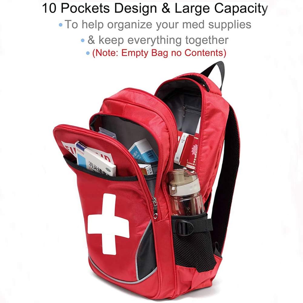 Camoredy red emergency bag ready for field trips, camping, and travel