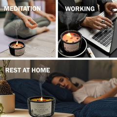 CAMPHOME ambient candle enhances cozy living rooms and bedrooms.
