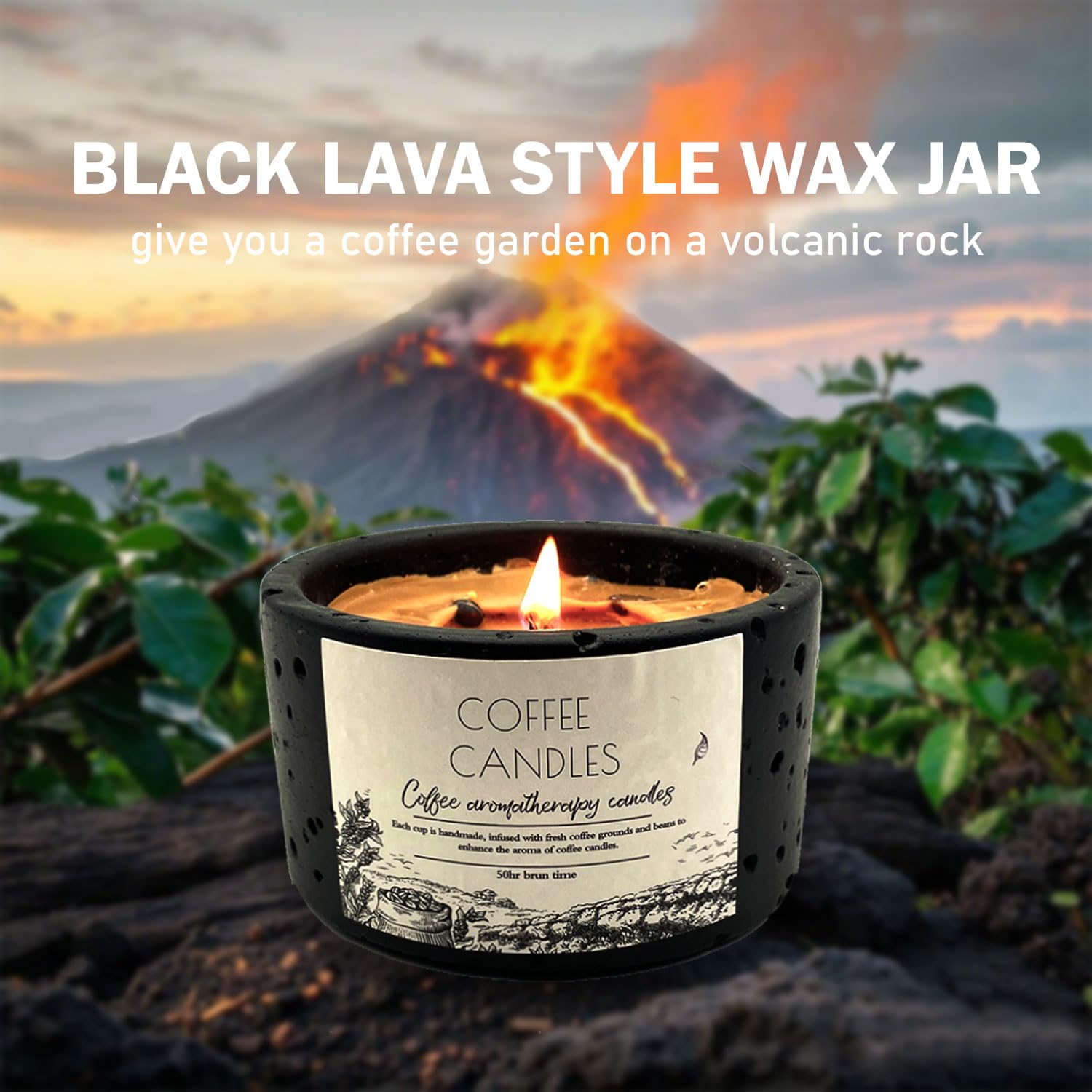 CAMPHOME black concrete vessel candle, modern home decor statement.