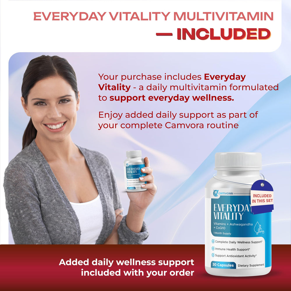 CAMVORA Black pepper absorption boost illustration emphasizes improved capsule absorption
