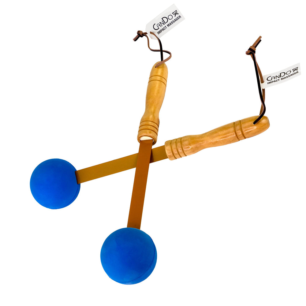 CanDo percussion massager dual-pack with blue ball tips for targeted relief.