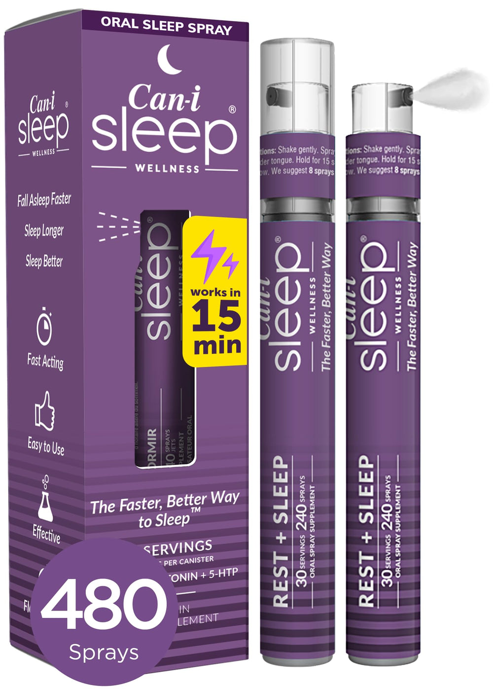 Cani Brands Feel Amazing Can-i Sleep spray bottle dispensing quick rest.