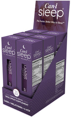 Cani Brands Feel Amazing sleep spray bottle closeup shows premium packaging for quick night use.