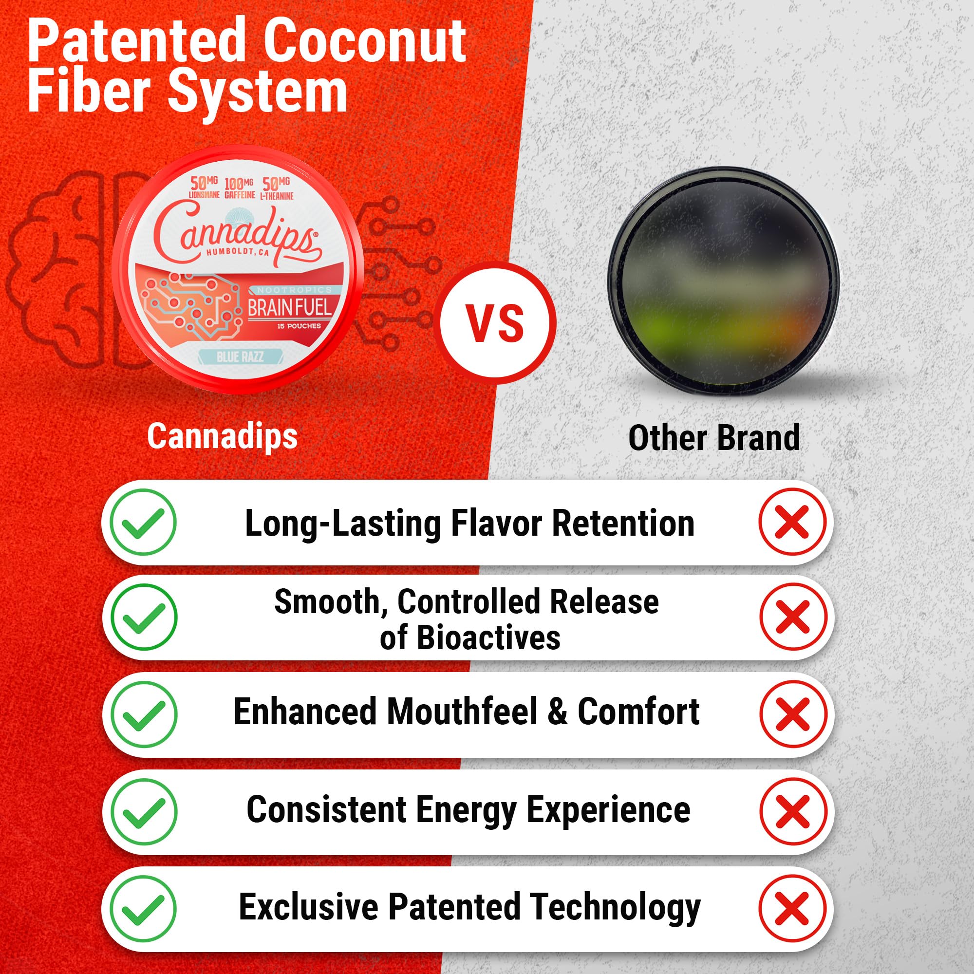 Cannadips Brain Fuel Lion Mane icon representing brain-boost concept