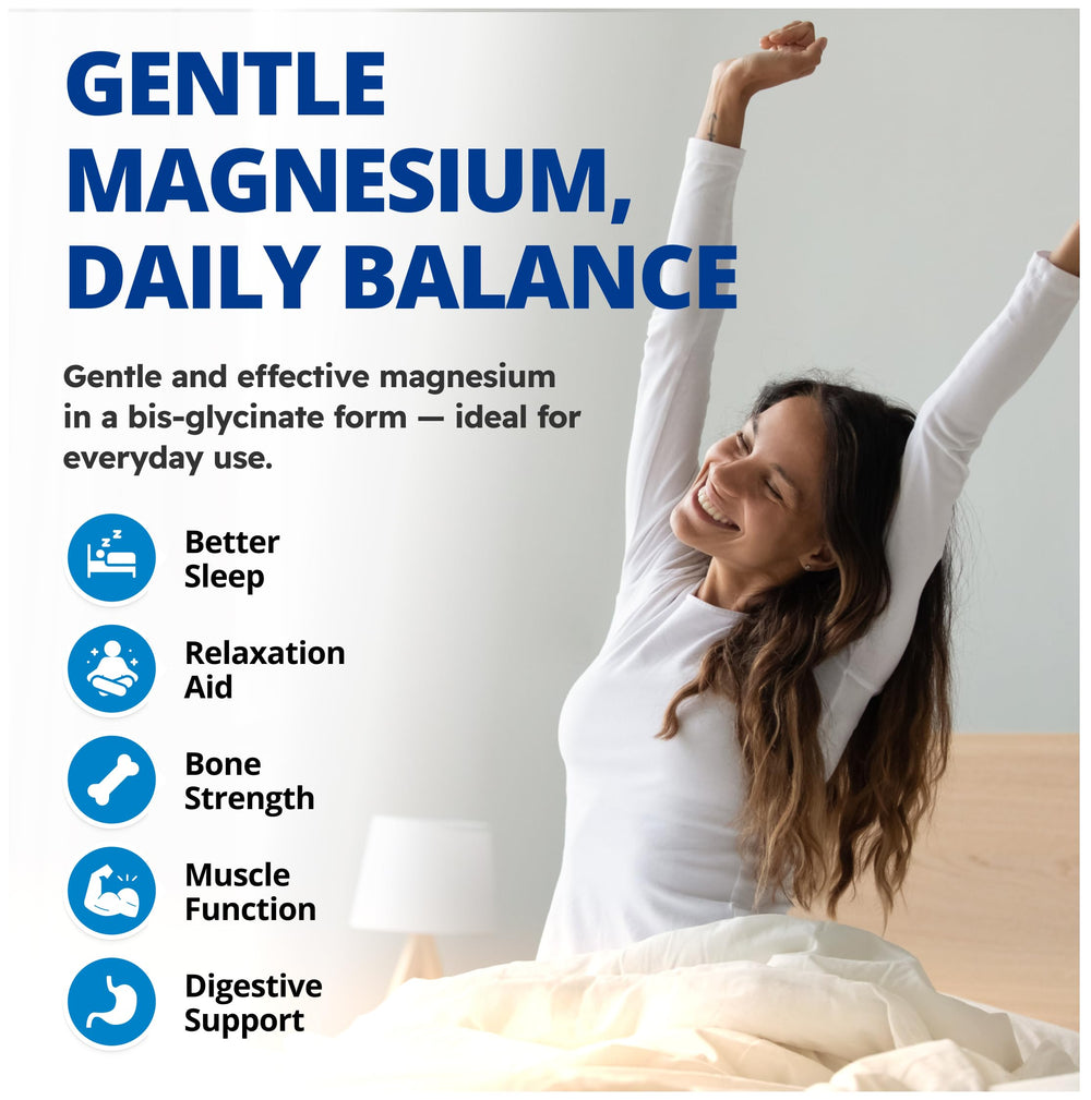CanPrev Magnesium Bis-Glycinate 200mg capsules closeup highlighting gentle absorption