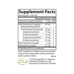 Carlson Tocomin SupraBio ingredients showcase full-spectrum tocotrienols including Alpha, Beta, Gamma, Delta