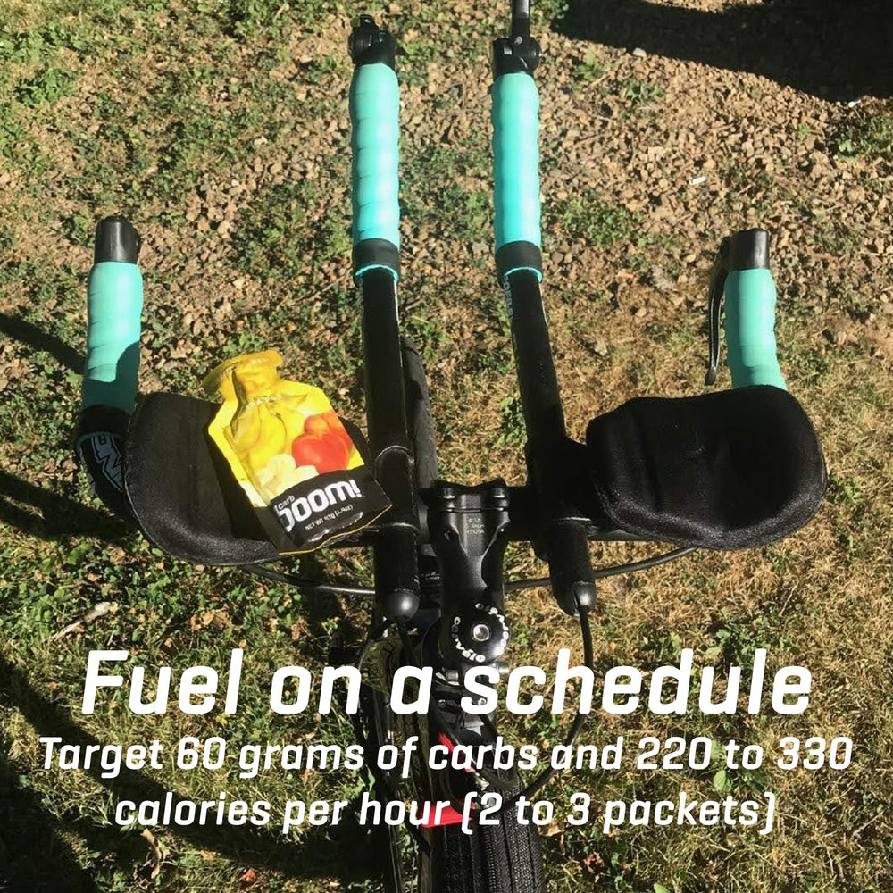 Carb Boom Banana Peach energy gel serving size shows easy dosage.