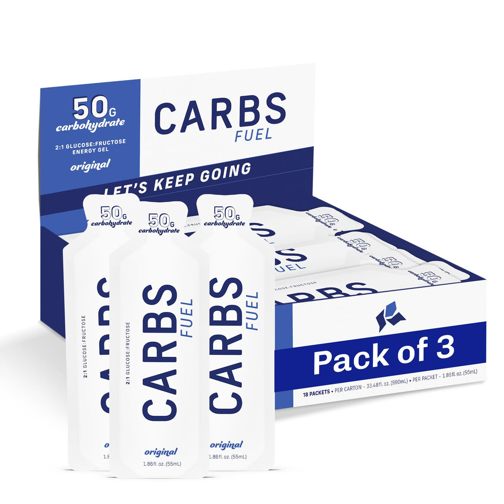 Carbs Fuel Original Energy Gel 55ml pack 3 front view for on-the-go fueling
