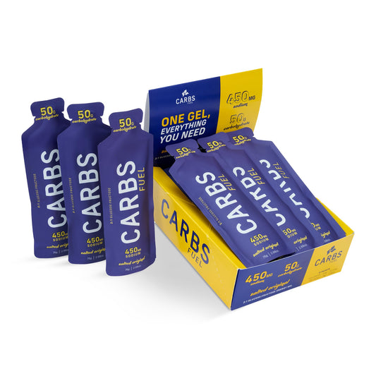 Carbs Fuel Salted Original gel pack ready for quick energy on the go