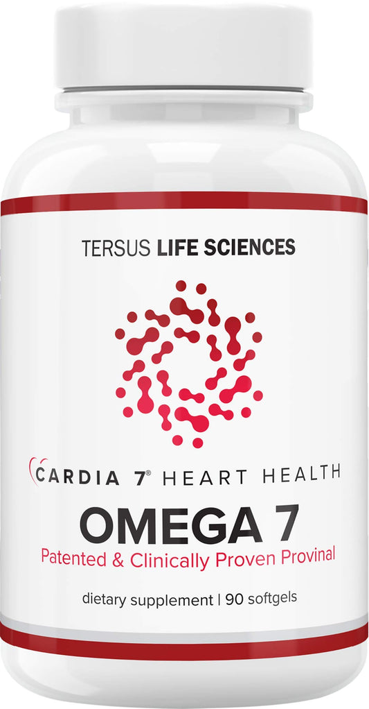 Cardia7 heart health omega-7 softgel bottle supports your daily supplement routine