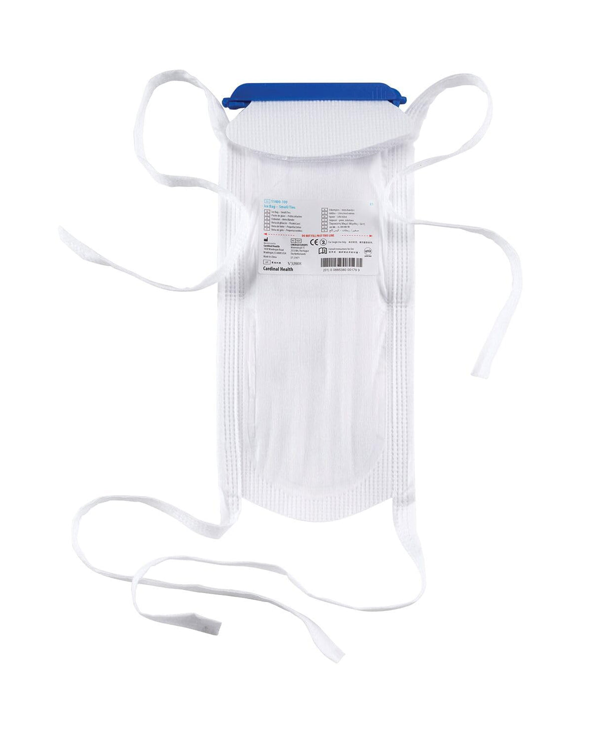 Cardinal Health ice bag with tie attachments, small 5x12 in, ideal for compact cold therapy