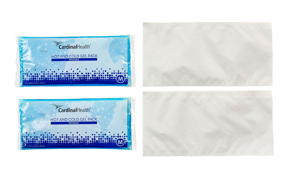 Cardinal Health reusable gel pack kit in freezer for cold therapy use.