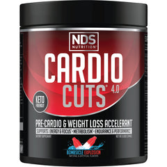 Cardio Cuts Bombsicle tub front showing flavor and all-in-one pre-workout benefits.