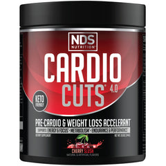Cardio Cuts front label with Cherry Slush flavor for pre-workout energy boost.