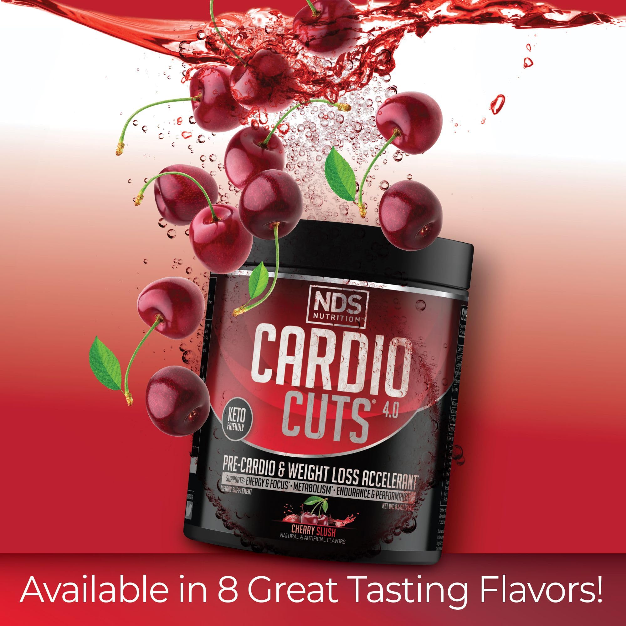 Cardio Cuts Nutrition 4.0 Cherry Slush ingredients chart highlights performance-supporting components