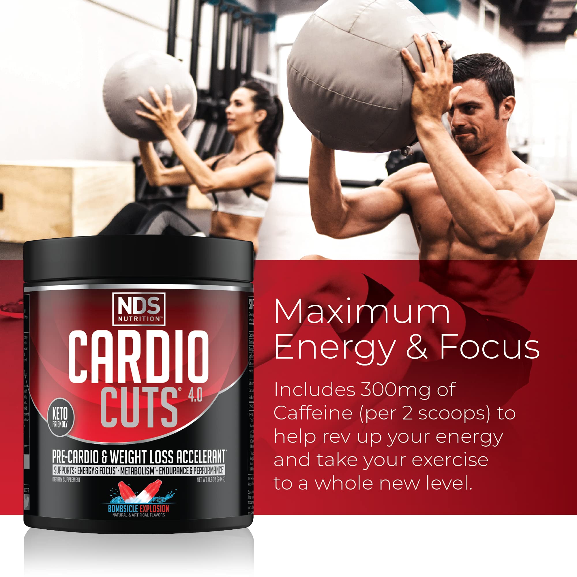 Cardio Cuts glossy packaging design highlighting premium ingredients.