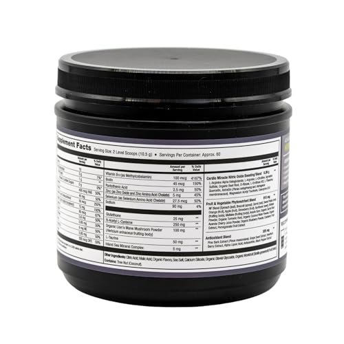 Cardio Miracle L-Arginine AKG formula close-up for vascular support.