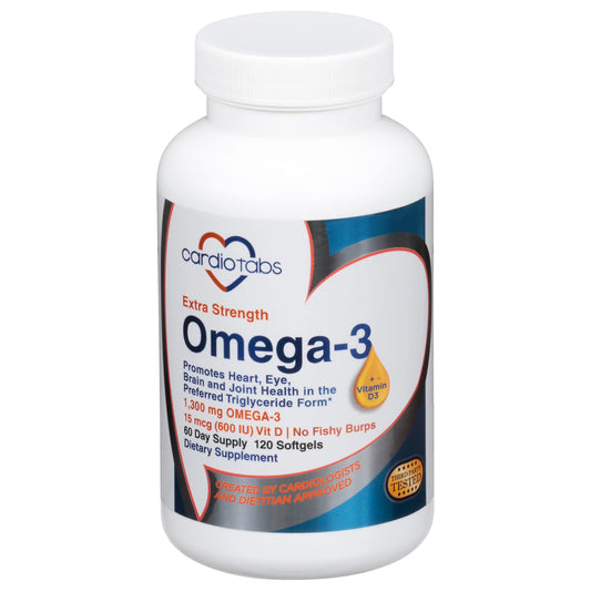 CardioTabs Omega-3 Extra Strength bottle for heart and joint support