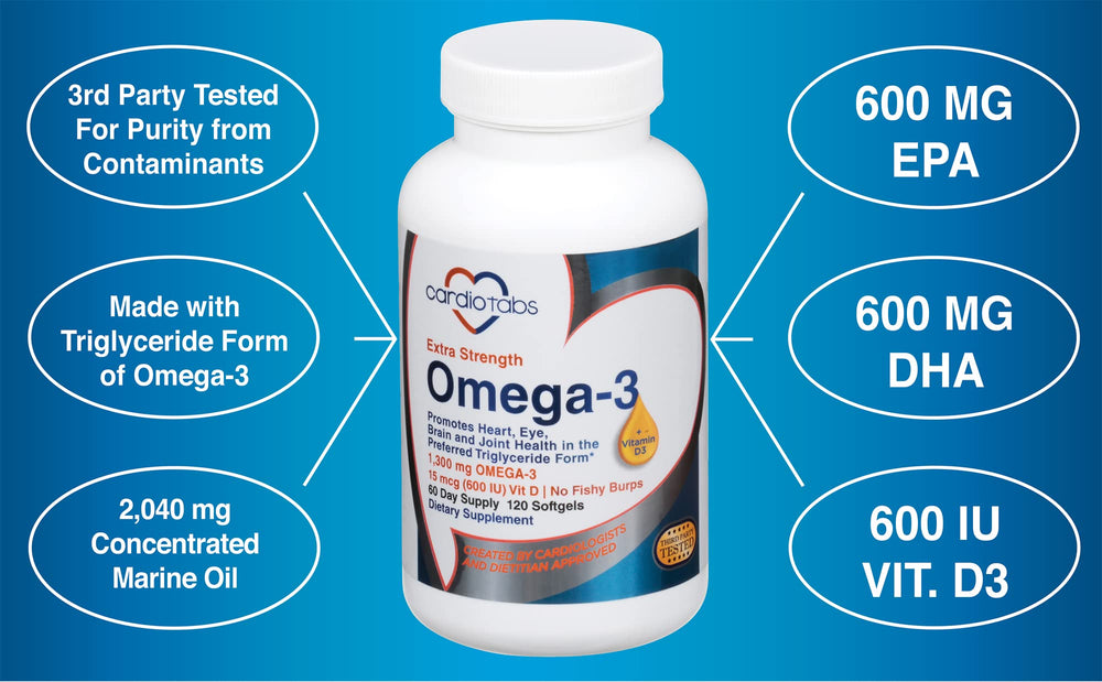 CardioTabs Omega-3 softgels citrus berry flavor for easy daily intake
