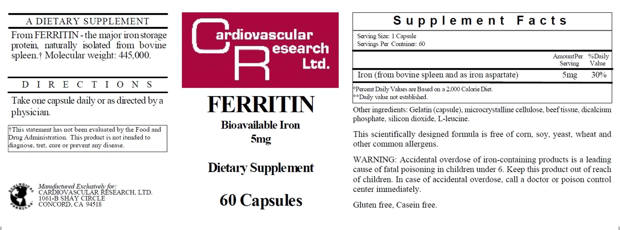 Cardiovascular Research Ferritin tamper-box emphasizes secure packaging.