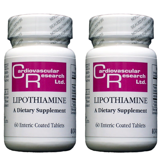 Cardiovascular Research Lipothiamine bottle with 120 capsules for daily energy support.