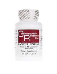 Cardiovascular Research Pantethine-300 soft gel bottle for lipid metabolism support.
