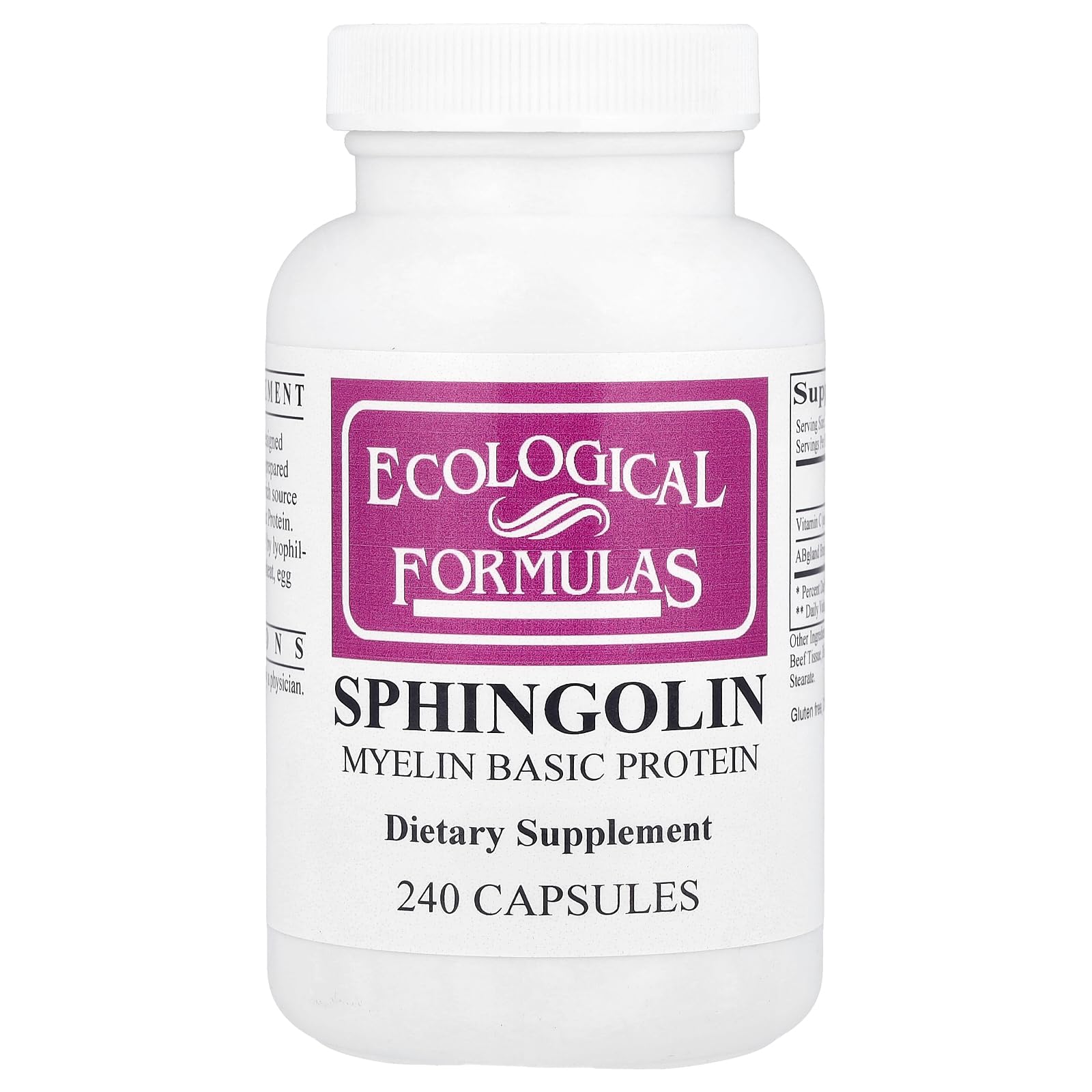Cardiovascular Research Sphingolin tablets bottle pour potential nerve health support
