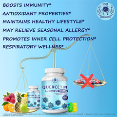 Care 4 Harmony Quercetin Gummies packaging, vegan and 100% organic materials.