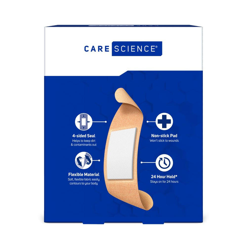 Care Science 36-box pack with 50 bandages per box offers versatile first-aid coverage.