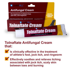 CareAll Tolnaftate Cream seal is visible, signaling safety and freshness.