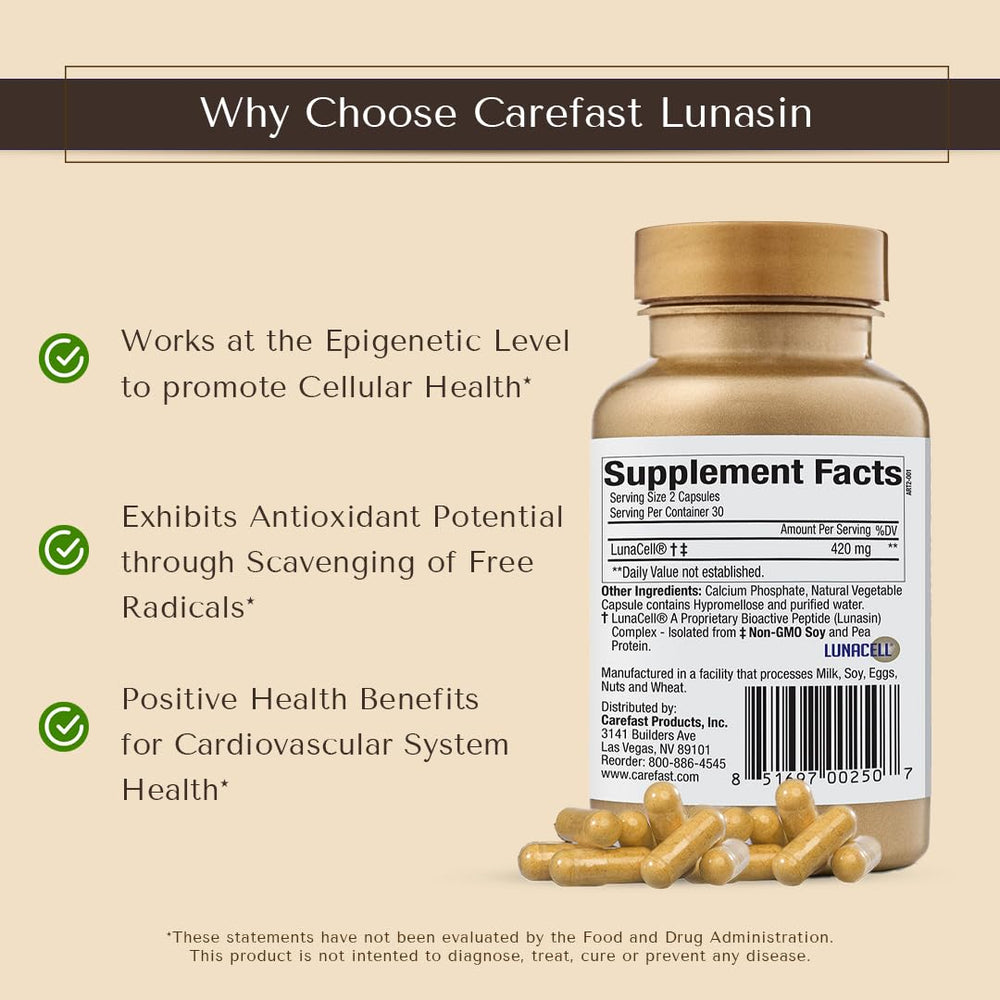 Carefast Lunasin capsule-pour illustrating easy dosage routine.