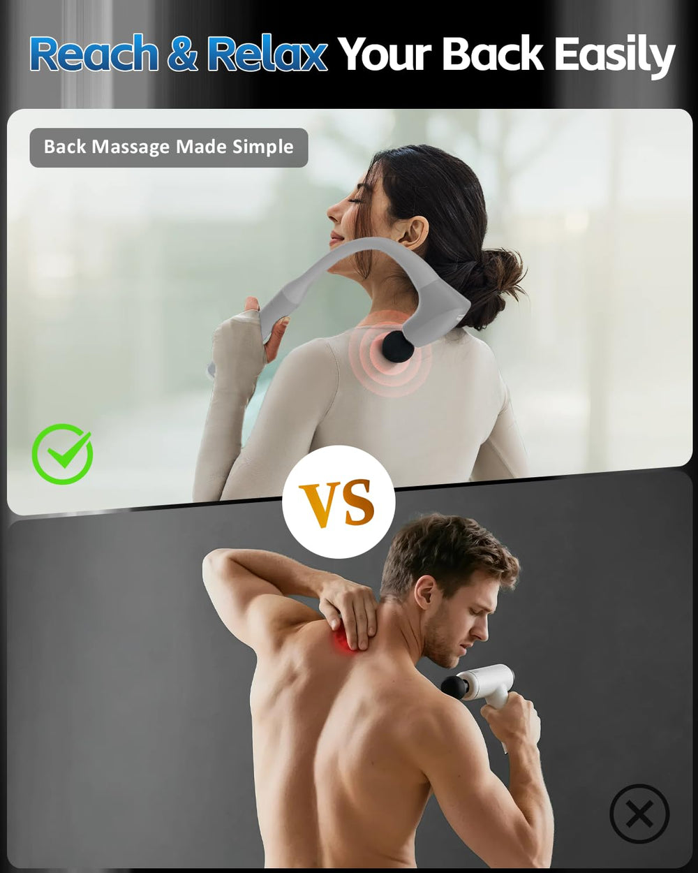 CAREKING back massage with extended handle for spine and shoulders