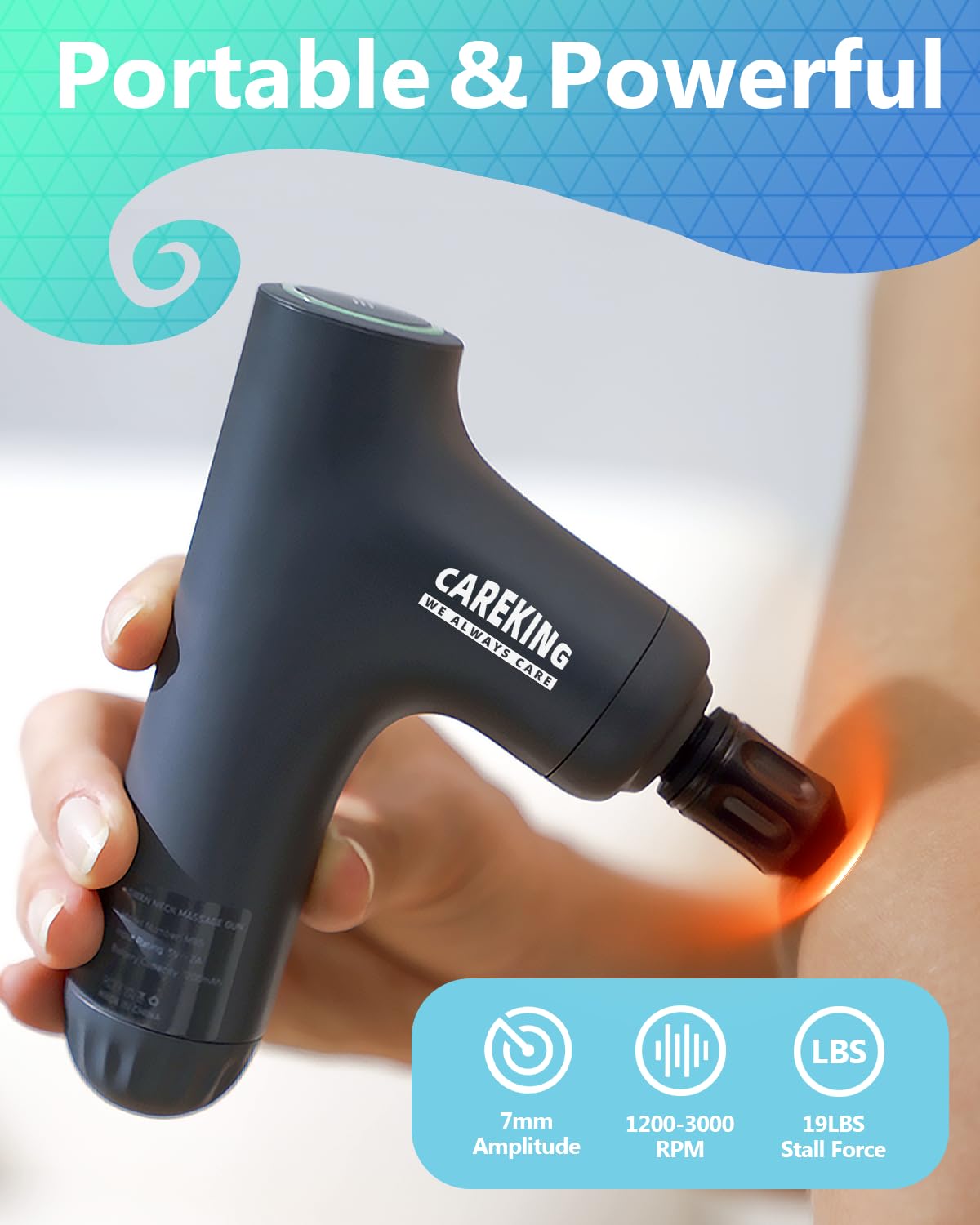 CareKing massage gun neck comfort enables gentle relaxation and tension relief.