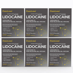 Careland 4% lidocaine patch packaging shows bulk value for discreet, long-lasting pain relief.