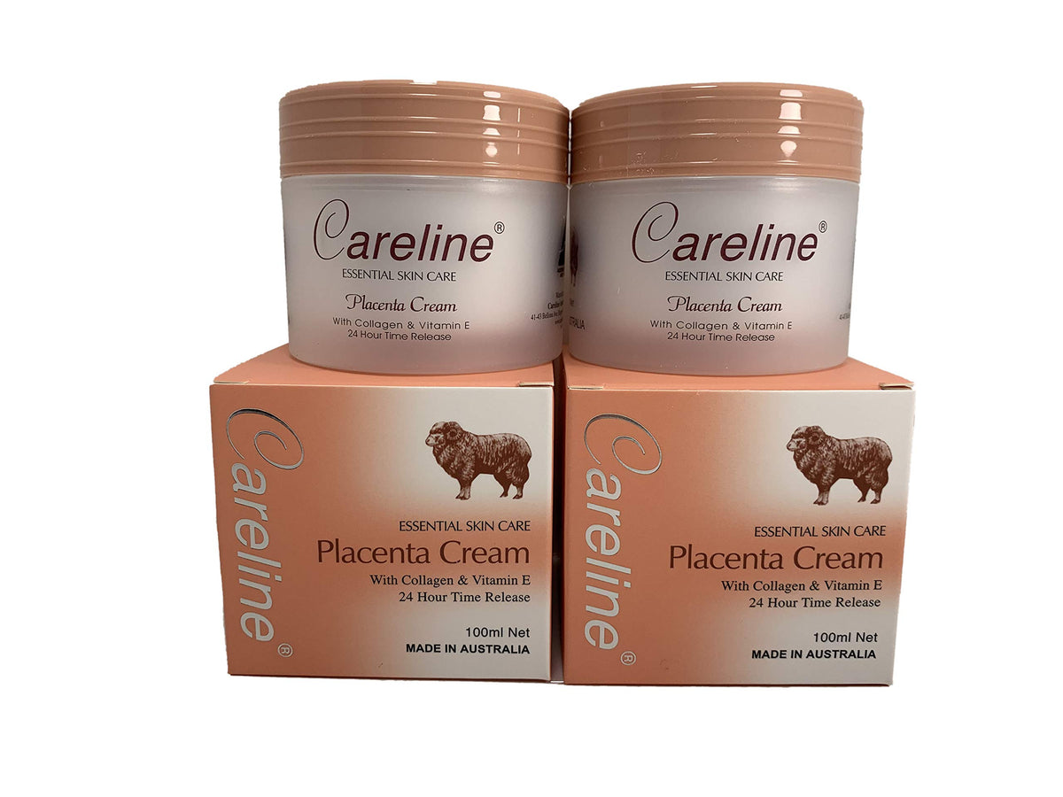 Careline Placenta Cream jar front with two-box boxes for daily skin nourishment.
