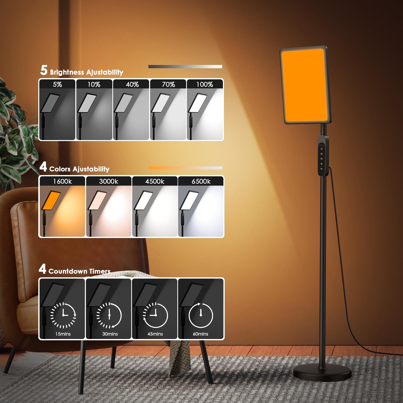 CareMORR lamp includes four timers for timed sessions.