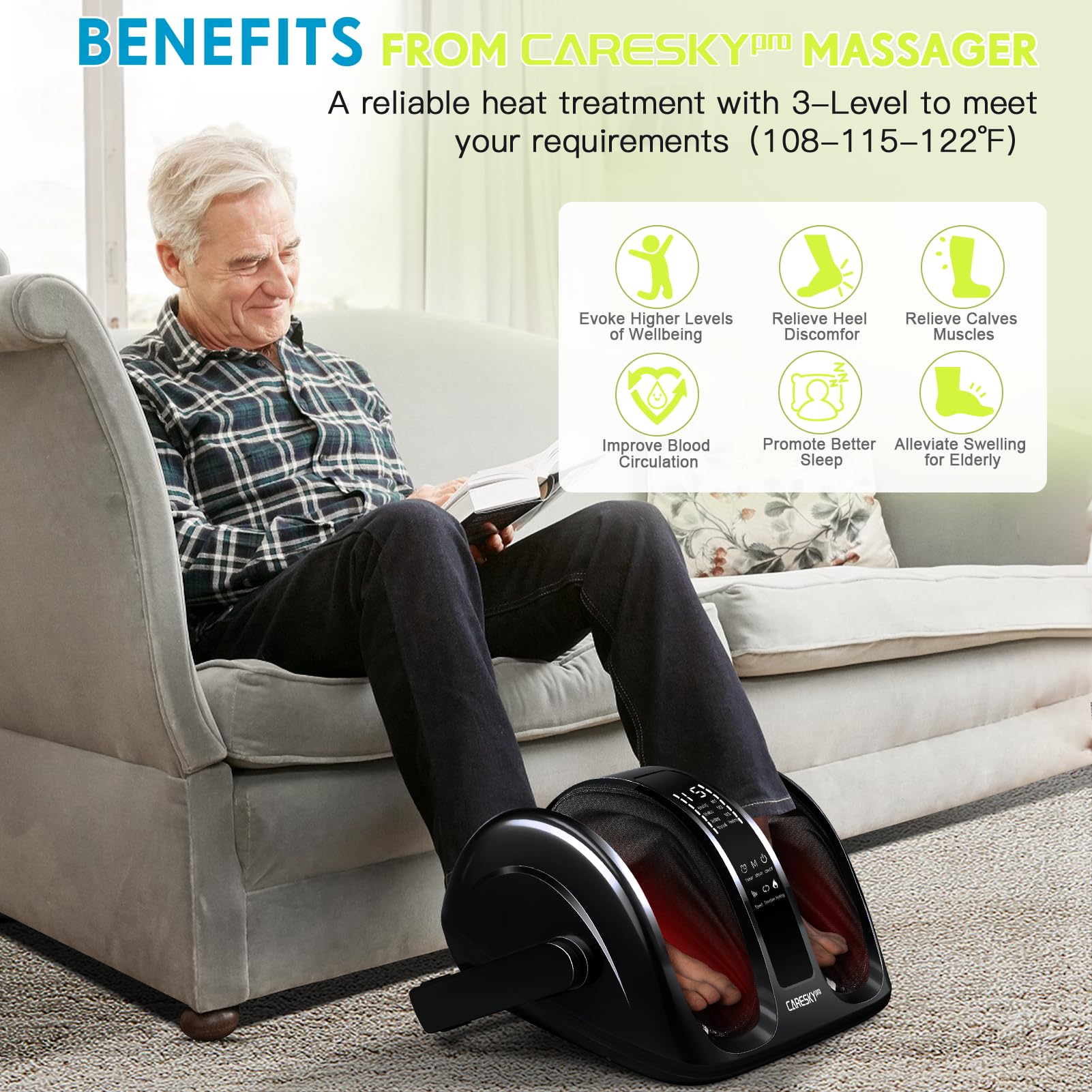CARESKYpro foot massager deep kneading rollers soothe muscles