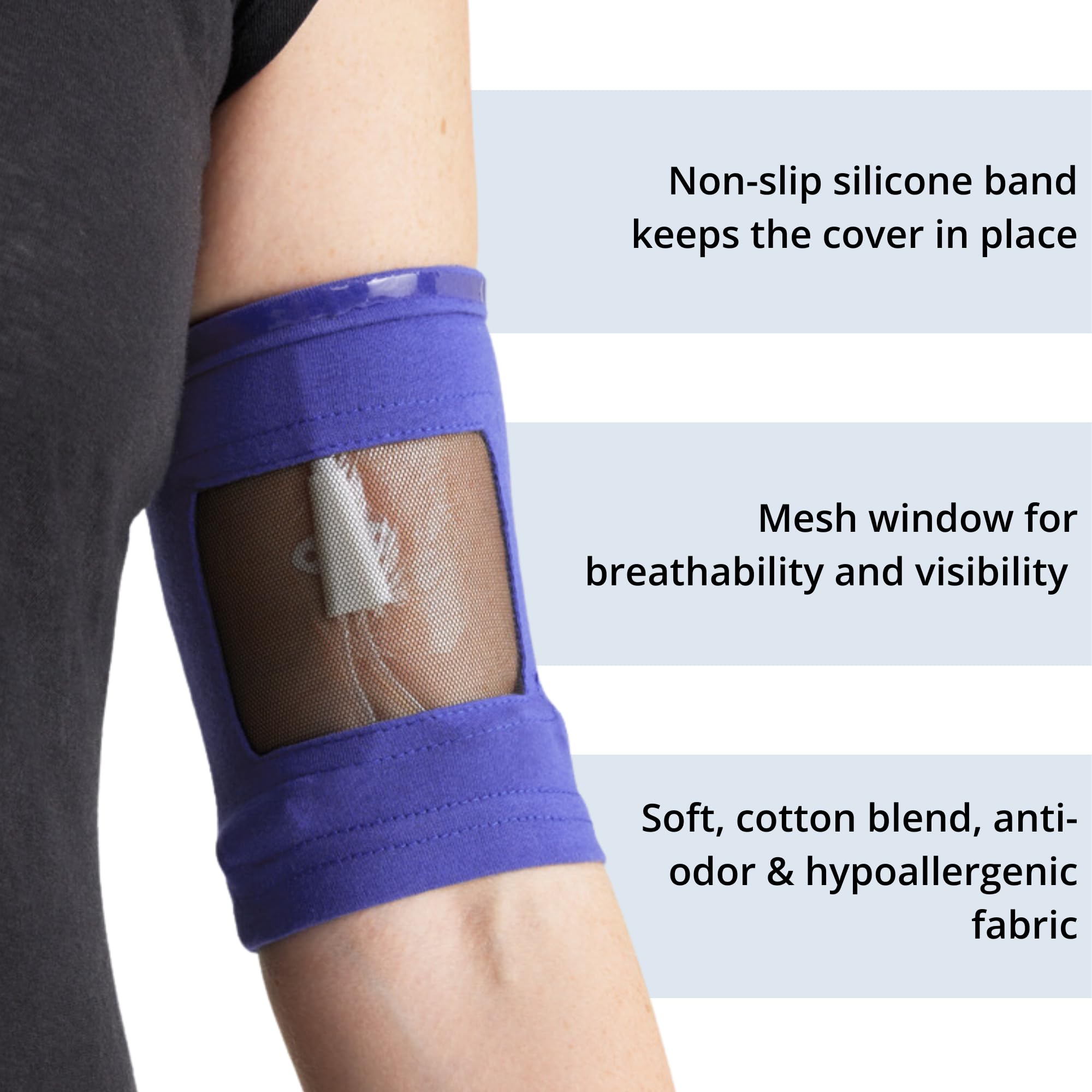Care+Wear PICC Line Cover monitoring window close-up for easy visibility.