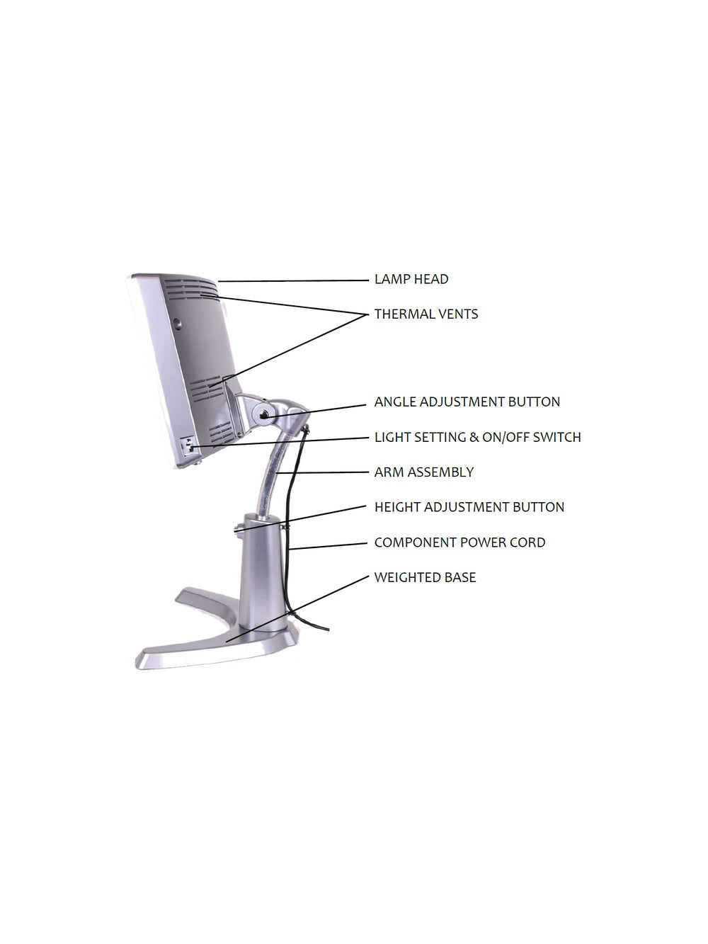 Downward-projected light from Carex lamp for efficient, comfortable sessions.
