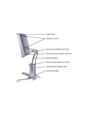 Downward-projected light from Carex lamp for efficient, comfortable sessions.